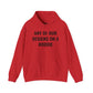 Pullover hoodie showing placeholder text for a Heavy//Heavy graphic design.