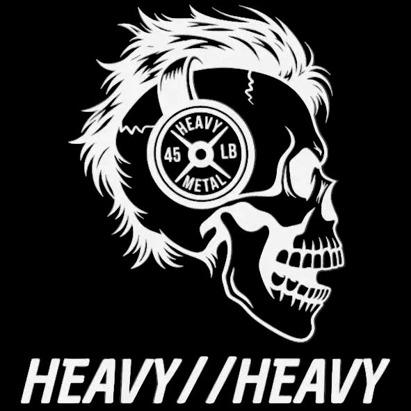 Heavy//Heavy skull logo with weight plate headphones