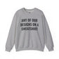 Crewneck sweatshirt showing placeholder text for a Heavy//Heavy graphic design.