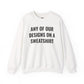 Crewneck sweatshirt showing placeholder text for a Heavy//Heavy graphic design.