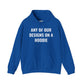 Pullover hoodie showing placeholder text for a Heavy//Heavy graphic design.